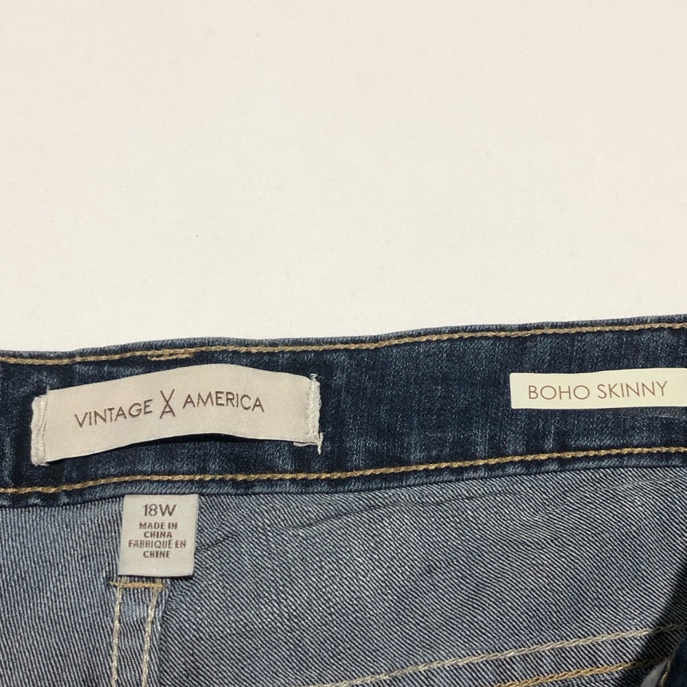 Vintage X America Women's Dark Blue Boho Skinny Jeans Size 18W - Picture 4 of 11